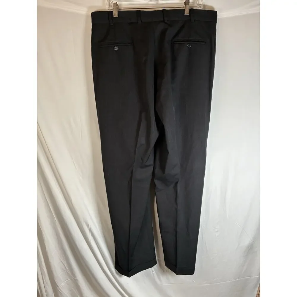 Kirkland Italy Flat Front Wool Dress Pants, Slacks. Dark Gray, Men's 36x34